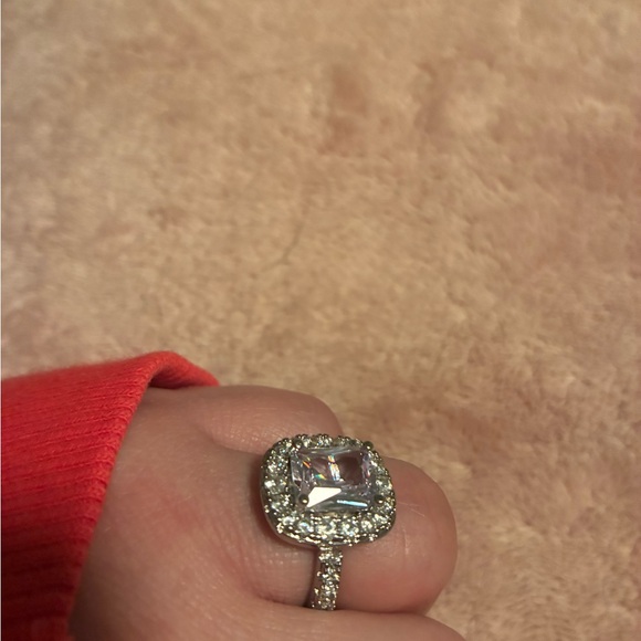 Radiant Silver and White Crystal Ring main image 6